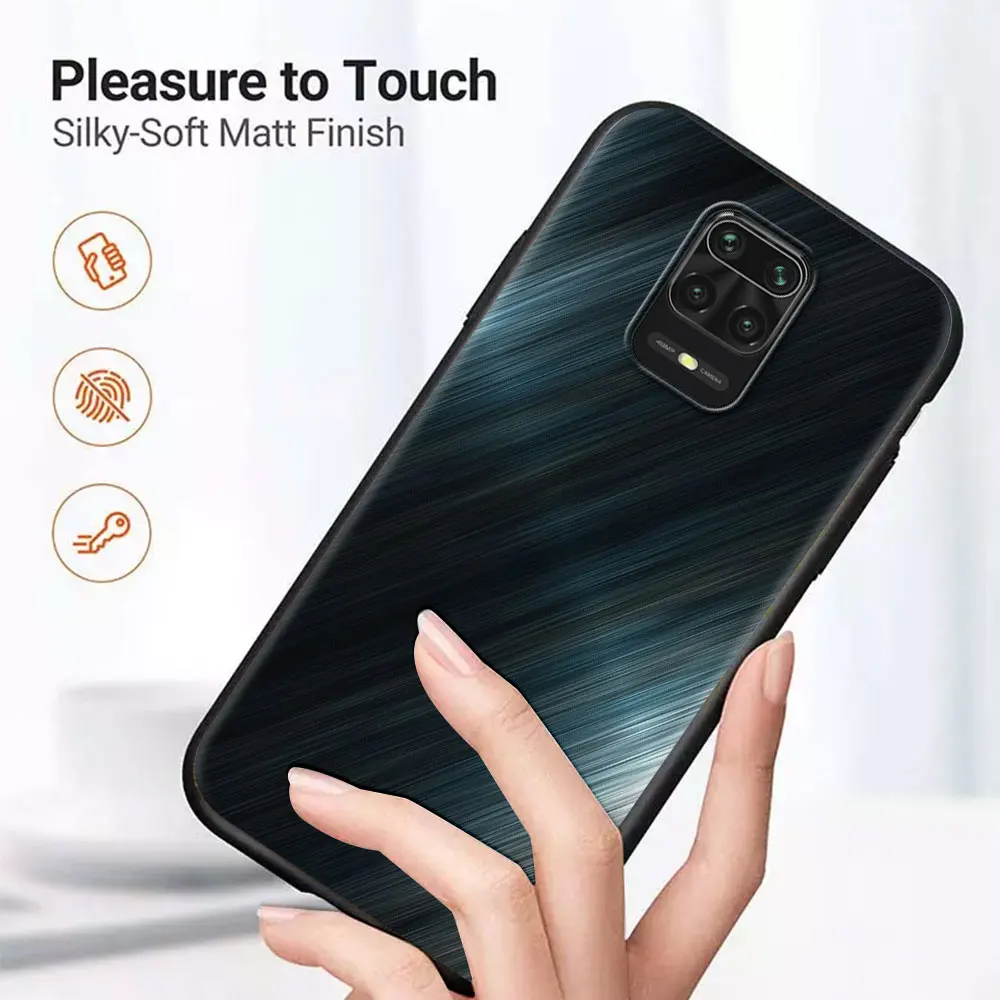 

Dark Brushed Metal Texture Cell Phone Case For Xiaomi Redmi Note 9S 9 7 9C 8 8T 9A 7A 8A 10 Pro K40 TPU Cover Coque Luxury Capa