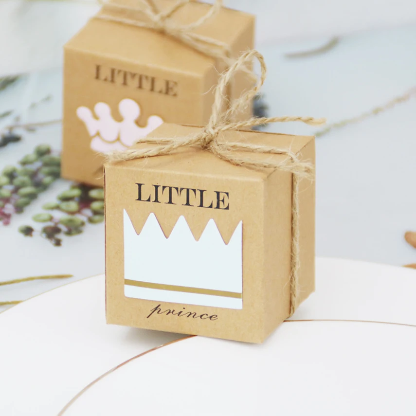 

New Princess Prince Candy box kraft paper candy box for Baby Shower Paper/creative wedding candy box baby full moon carton
