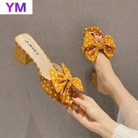 summer sexy bowknot wave point ladies mules elegant ladies casual offiece shoes female women sandals zapatillas mujer casa