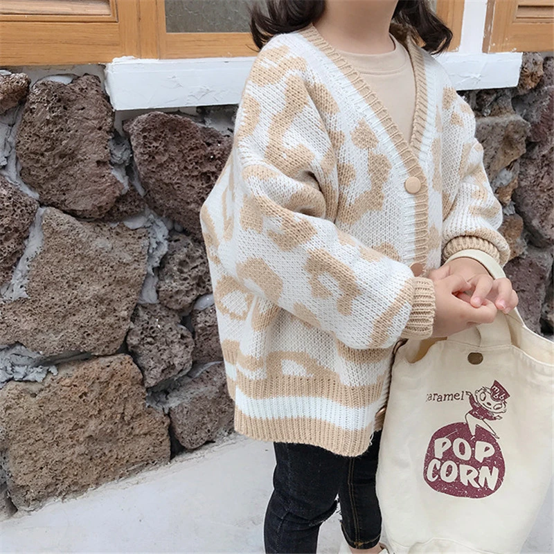 Свитеры для маленьких девочек корейский модный Детский кардиган с принтом
