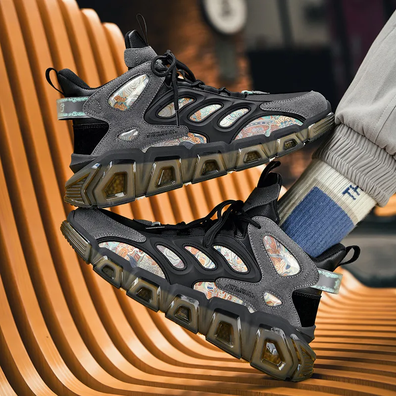 

2022 Winter Street Style Men's Motorcycle Boots Heigiht Increasing Fashion Adult Man Sport Casual Shoes Sneakers