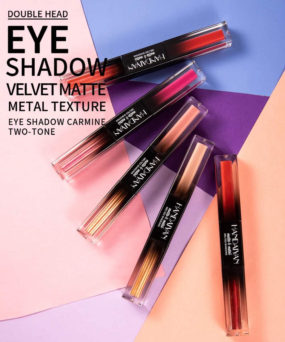 Двухсторонние жидкие тени для век бархатные матовые металлические текстурные