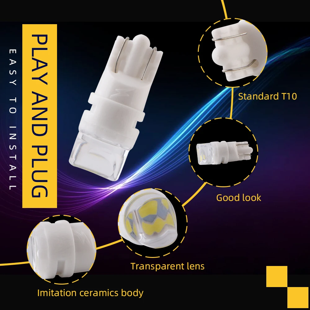 10X DC 12V W5W T10 2835 3 smd LED 194 Автомобильная дверь интерьер светодиодная ширина лампа для