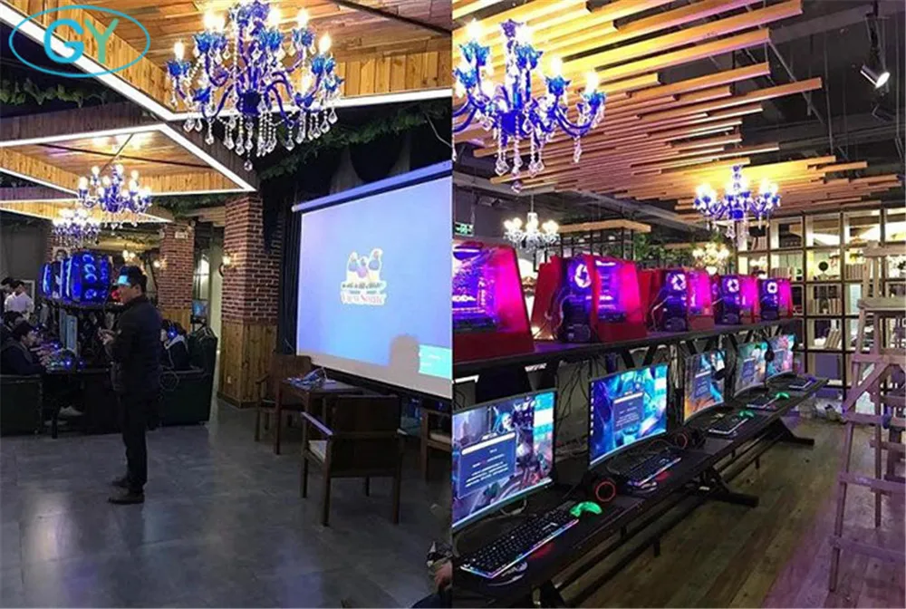 Европейская люстра синего цвета хрустальная лампа для гостиной спальни