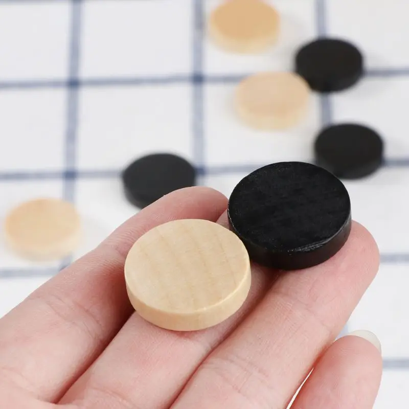 

30pcs Wooden Draughts Checkers Backgammon Chess Pieces for Kid Board Game 2 Dice