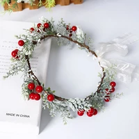 christmas headwear red berry wreath headband wedding photo travel commemorative holiday garland