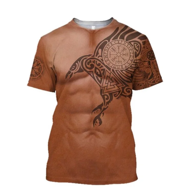 Мужская футболка с 3D рисунком символ викингов odin Tattoo модная рубашка в стиле