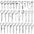 Женские серьги-кольца в виде Луны, звезды, рыбы, кости, висячие серьги, шикарная Мужская цепочка, титановая сталь, лист, треугольник, геометрия, панк, подарок для вечеринки