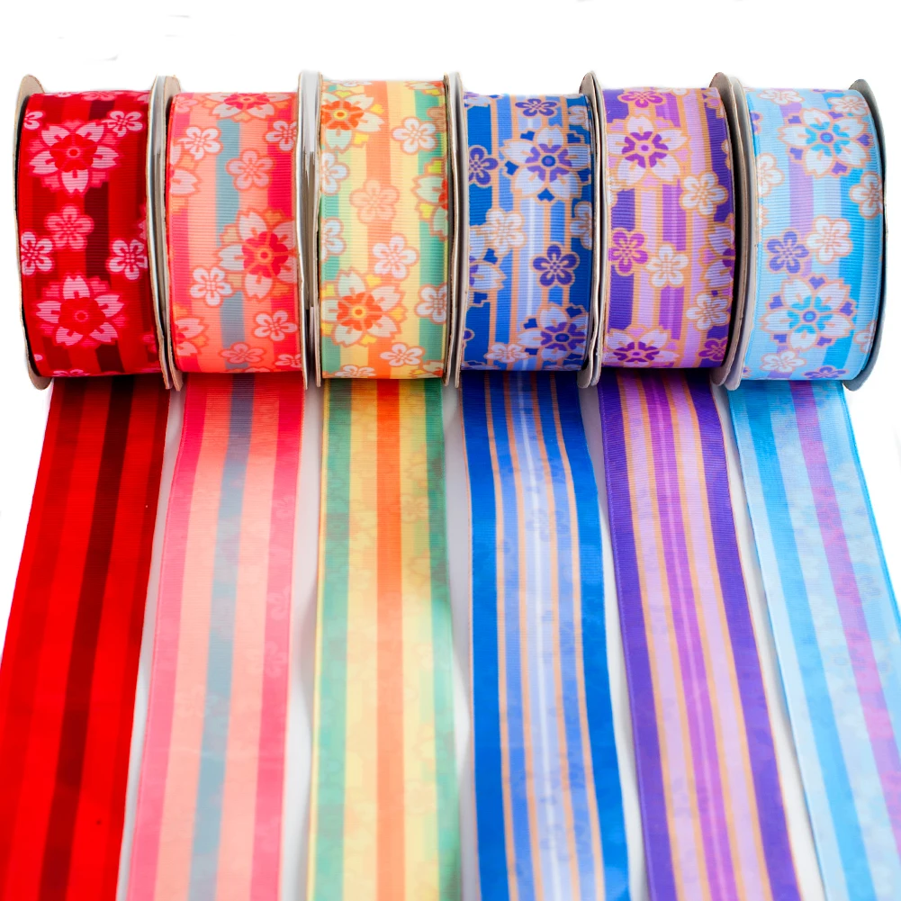 

Sakura Flowers Japan Anime Kimetsu No Yaiba Double Side Printed Grosgrain/Satin Ribbon 50 Yards