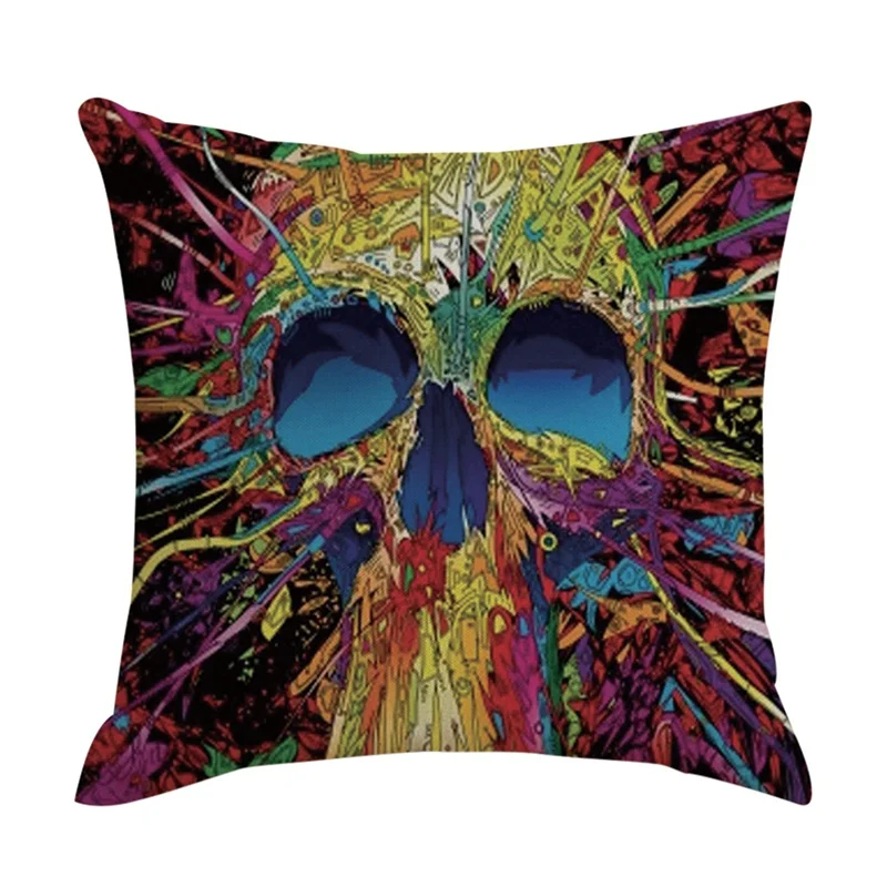 Декоративная подушка с уникальным рисунком головы скелета наволочка для дивана