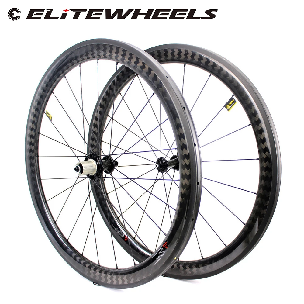 

ELITEWHEELS 700c Road Carbon Wheel 50mm Wider Aero Rim Tubeless Ready Powerway R51 Straight Pull Hub Super Light Bicycle Wheels