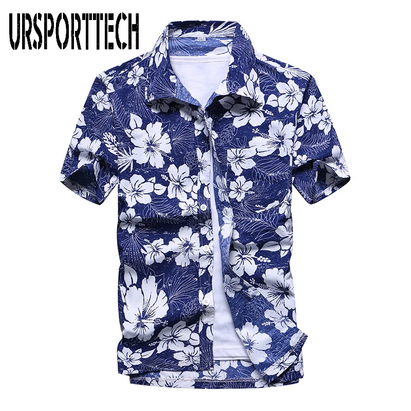 

Men Beach Shirt 2020 Summer Short Sleeve Palm Tree Printed Hawaiian Beach Shirts Mens Holiday Vacation Clothing Chemise XS-5XL
