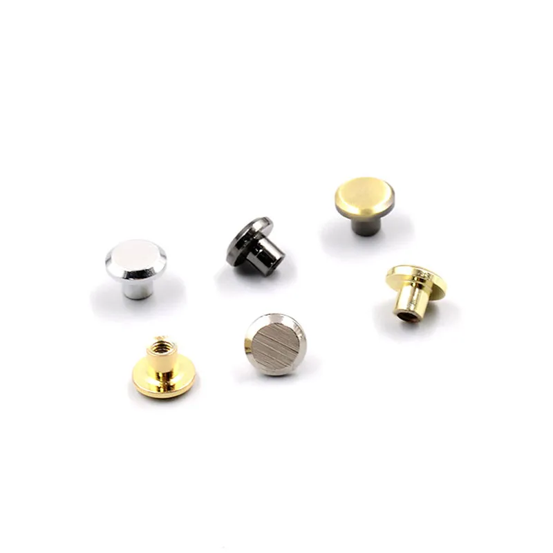 Gold Round Flat Head Chicago Screws Nail Rivets Studs For DIY Art Crafts Belt Strap Fastener Screwback