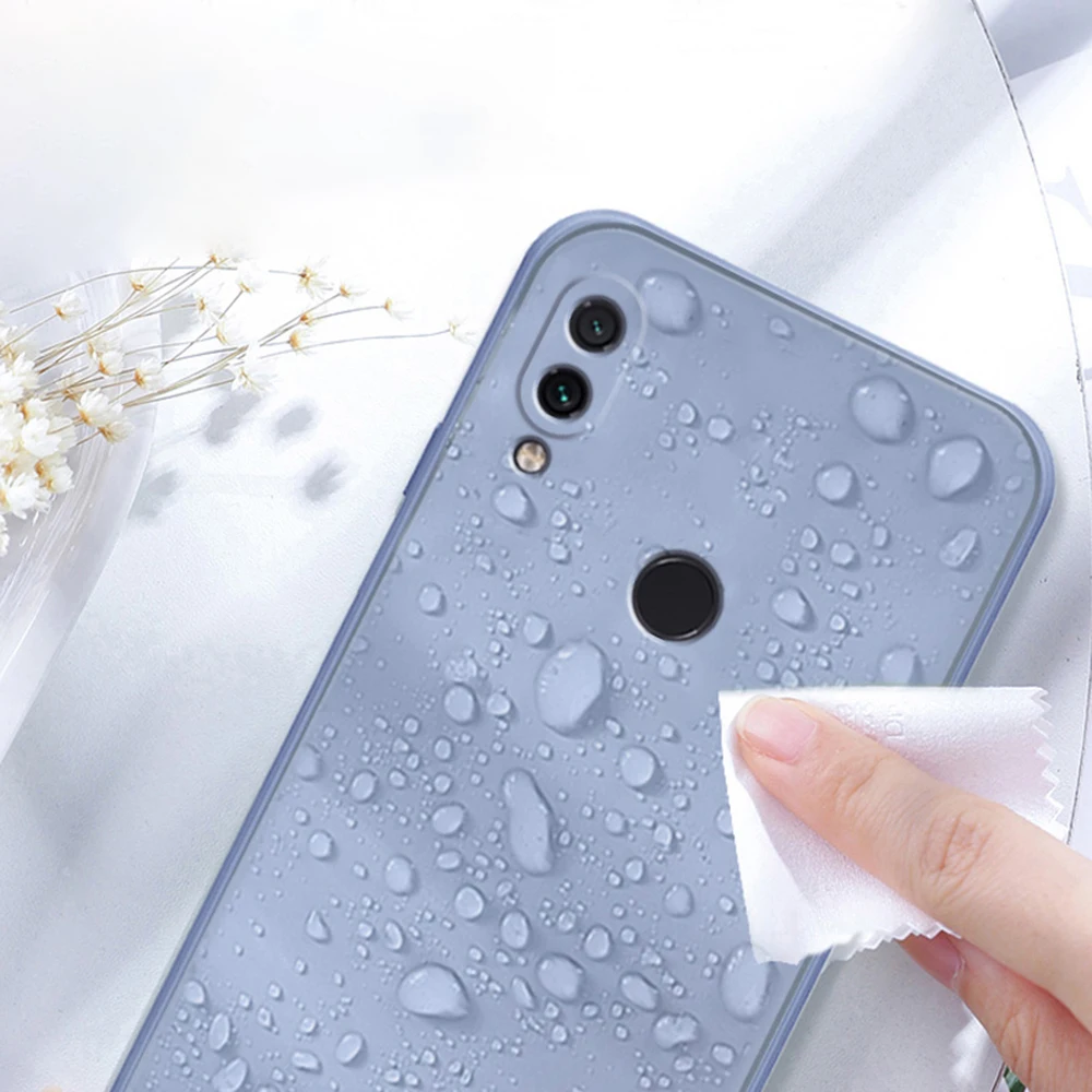 original square liquid silicone case for xiaomi redmi note 7 7s pro camera lens protective cute phone back cover note7 7pro capa free global shipping