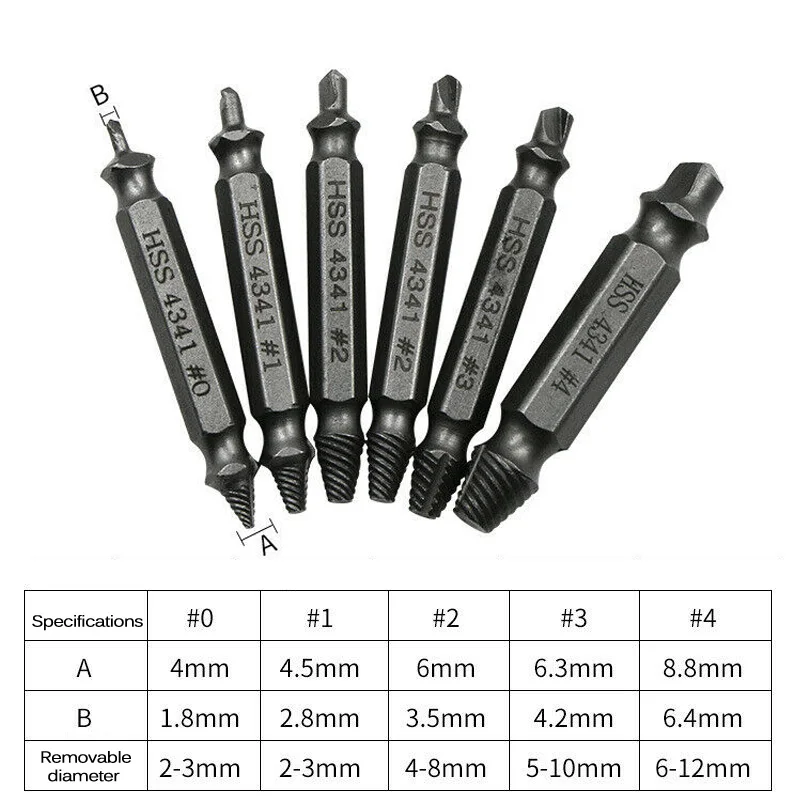 

6x Silver HSS Damaged Screw Extractor Woodworking Broken Bolt Remover Equipment