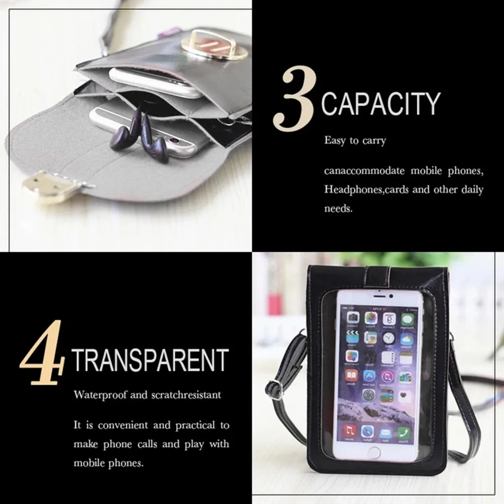 

High Quality Ladies Touching Screen Leather Bag Vertical Purse Multifunctional Standard Clutch Messenger Bag Fashion Casual Bag