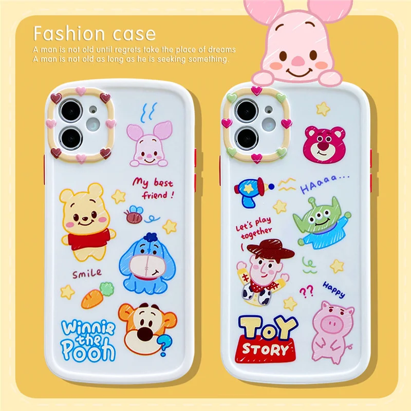 

Disney TOY STORY Phone Shell For iPhone 13 Pro Max 11 12 Pro 7 8 Plus xr xs max Cute Cartoon Winnie Pooh Smartphone Protect Case