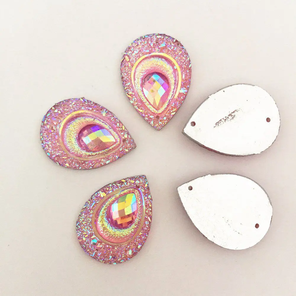 30 шт. AB Смола 18*25 мм каплевидный Павлиний глаз плоская обратная сторона узоры из