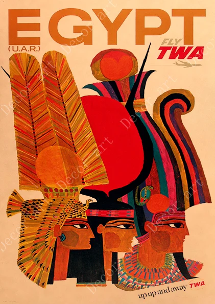 Воздушный поезд путешествие в Африку Египет холст живопись винтажные настенные