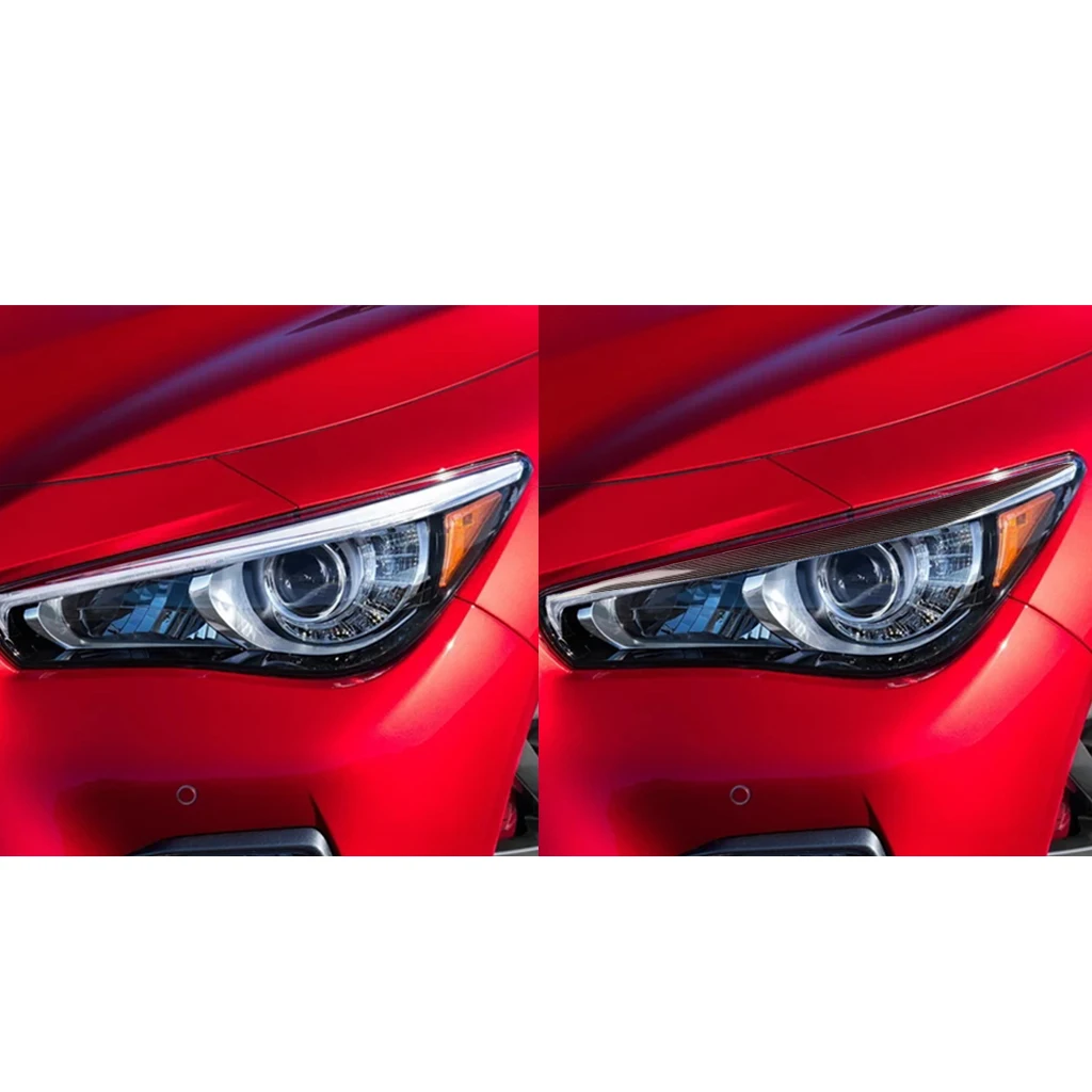 

FOR 2014-2020 INFINITI Q50 S CARBON FIBER HEADLIGHT EYE LID COVER PAIR EYEBROWS