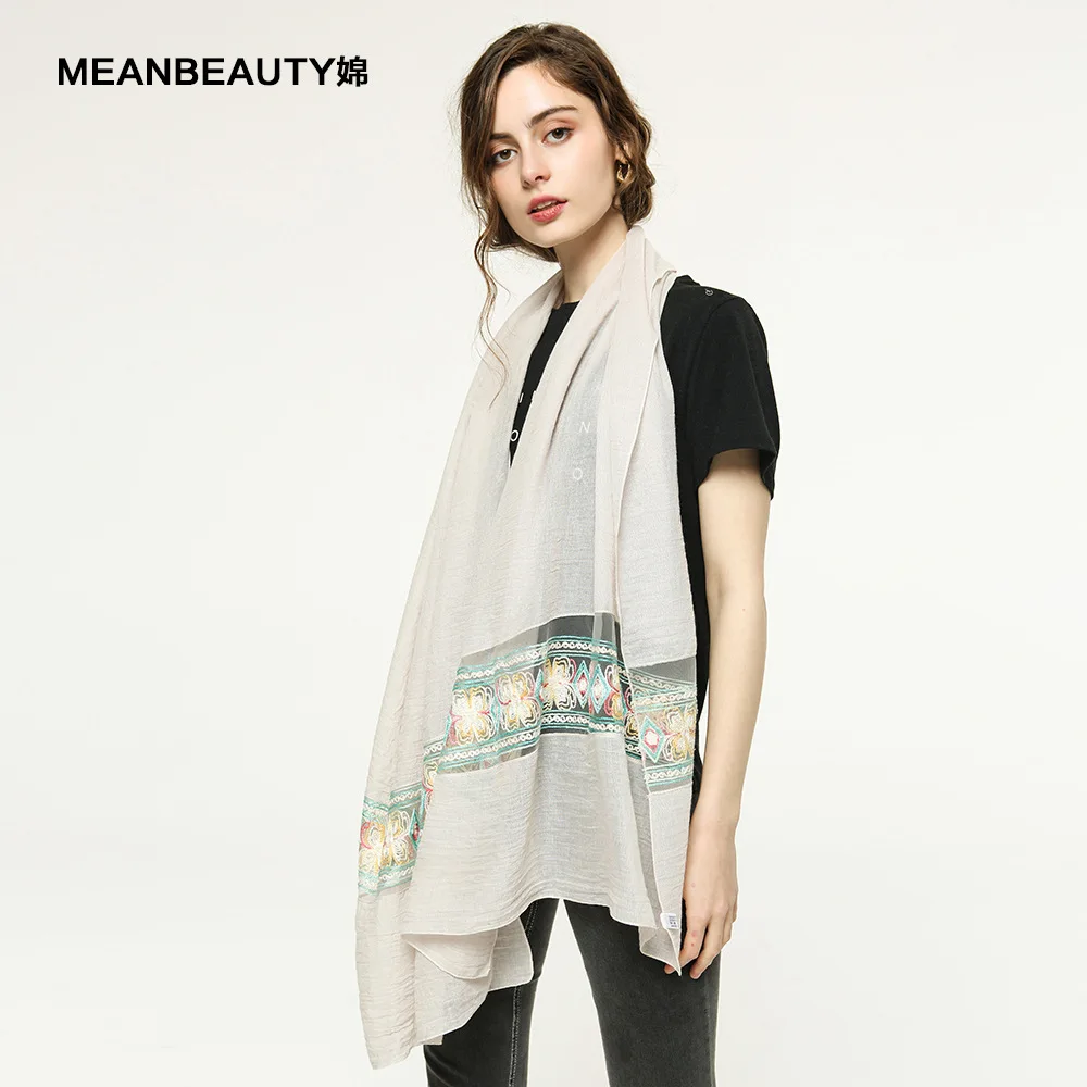 Весенне летний трендовый шарф из сетчатой пряжи с узором хризантемы женский для