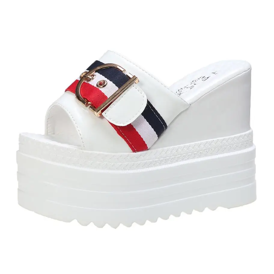 Женские шлепанцы на платформе пляжные дизайнерские Сланцы очень высоком каблуке