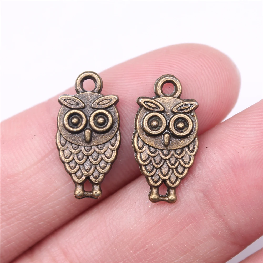 

WYSIWYG 10pcs Charms 19x9mm Double Sided Owl Charms For Jewelry Making DIY Jewelry Findings Antique Bronze Color Charms Pendant