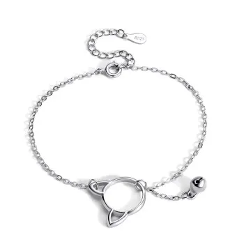 

2021 Sterling Silver Bracelet Cat Bracelet Bell Bracelet Women's Korean Style Simple and Cute Student Bracelet SLVDHAE