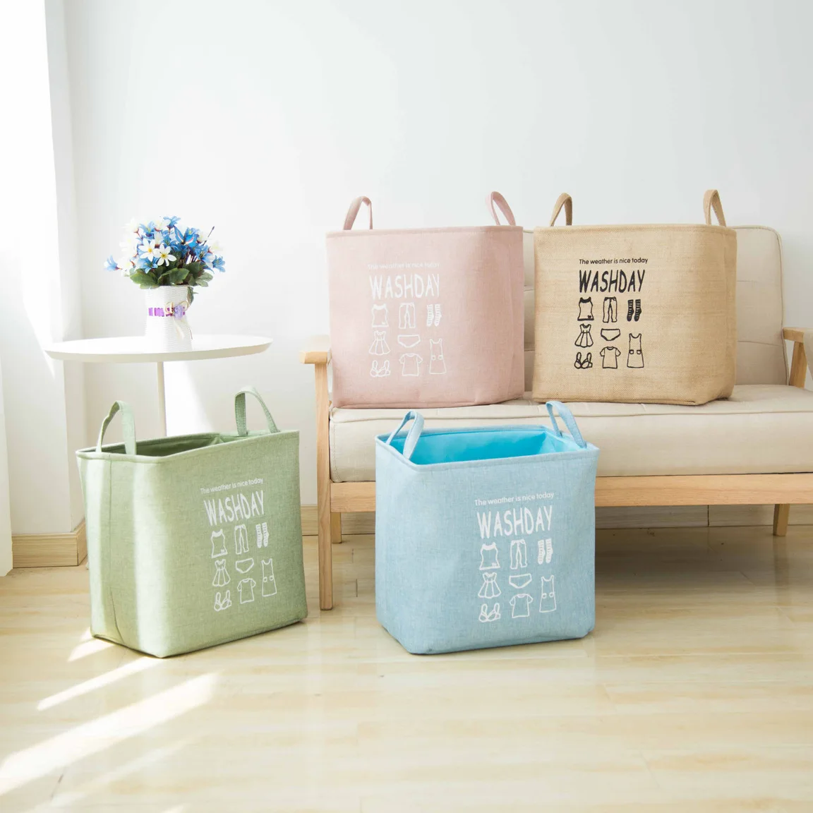 

Foldable Storage Basket Bin with Durable Handles, Household Organizer, Clothes Storage Bins, Toys & Books Storage