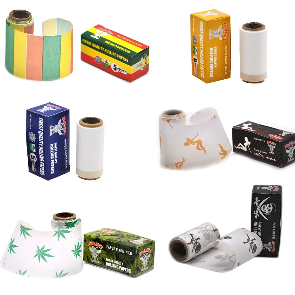

24 Rolls/Lot Pattern Rolling Papers Natural Unrefined Long Weed Papers Grass Cigarette Smoking Accessories