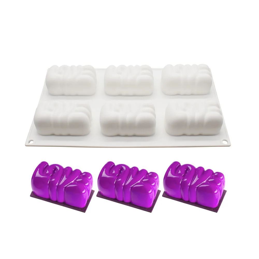 

6 Cavity 3D Pattern Shapes Mousse Silicone Cake Mold Decorating Baking Tools DIY Bakeware Silicone Molds