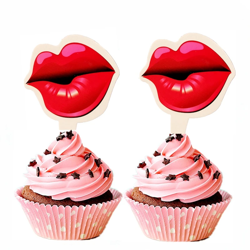 30 шт. романтический поцелуй свадебный торт Топпер помада красные губы рот