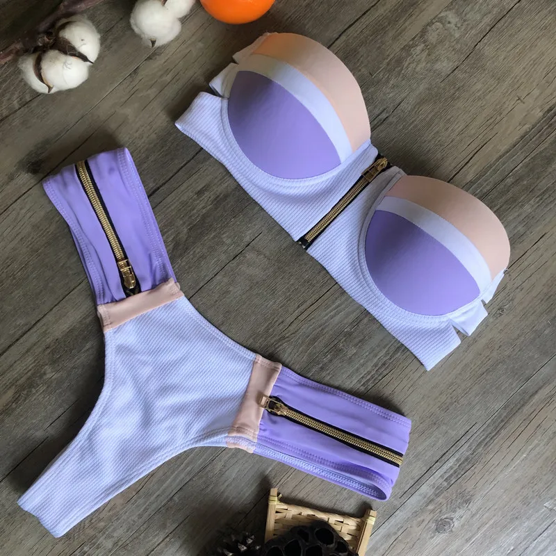 Бикини пуш ап Бандо купальник 2020 бразильский бикини на косточках женский в стиле