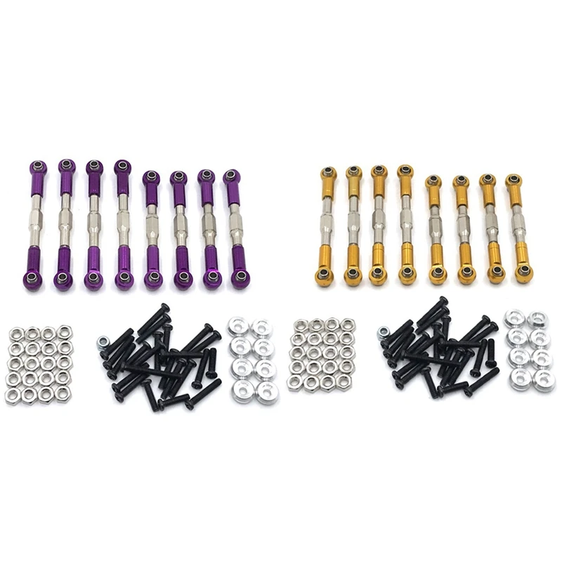

2 Set For WPL C14 C24 C24-1 MN D90 D99 MN99S Metal Pull Rod Steering Link Set RC Car Accessories Parts, Purple & Yellow