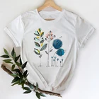 Женские футболки 2021 с акварельными цветами кавайная трендовая модная одежда стильная футболка с принтом Топ Женская футболка с принтом