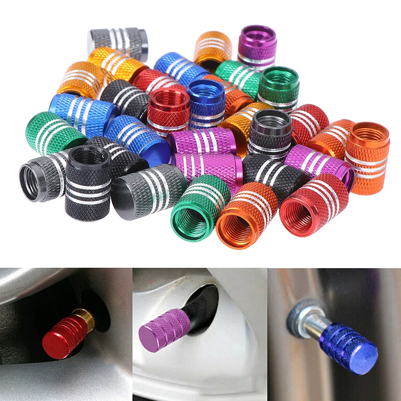 

4Pcs Aluminium Car Wheel Tyre Valve Stems Air Dust Cover Screw Cap 8 Colors