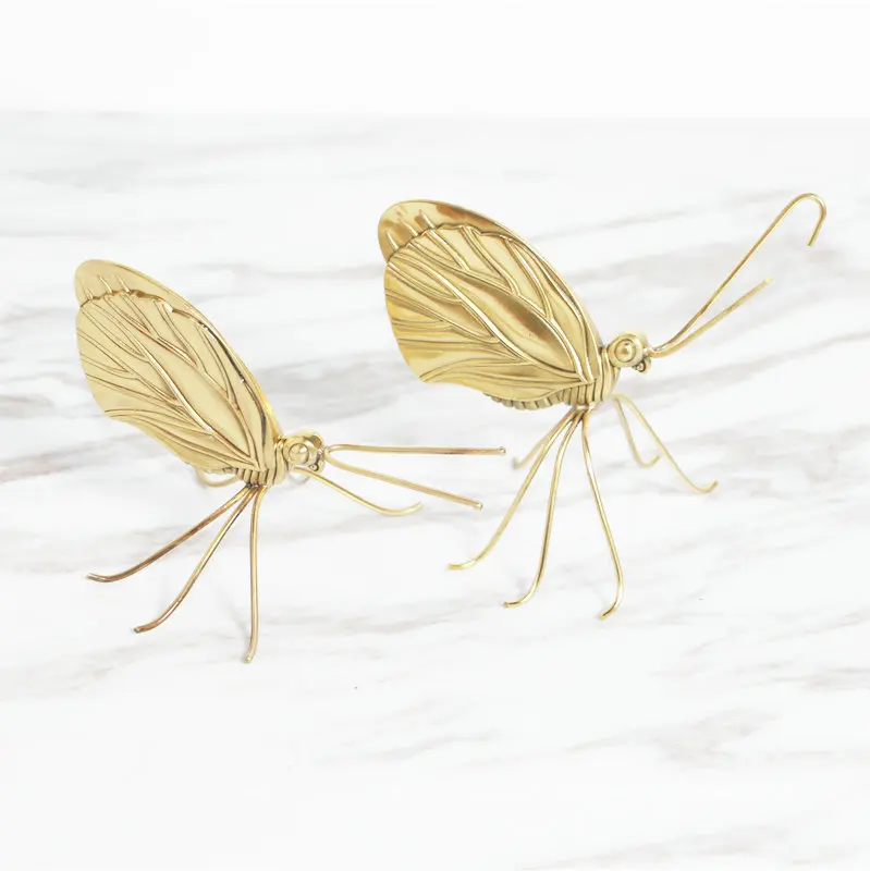 

European style imitation gold butterfly pure copper decoration model room creative soft decoration study living room decoration
