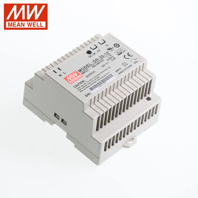 Оригинальный MEAN WELL DR-30-12 24 Вт 12 В din-рейка блок питания 110 В/220 переменного тока до