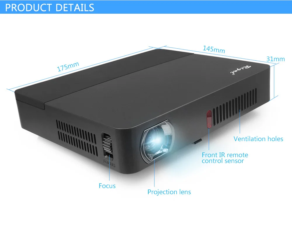 Мини-проектор RD-601 DLP Full HD Android Wi-Fi 10000 мА · ч | Электроника