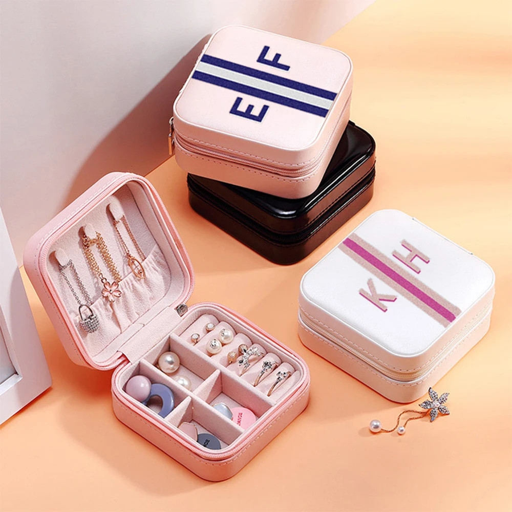 Персонализированный Чехол для ювелирных изделий Pertite Заказная коробка в полоску