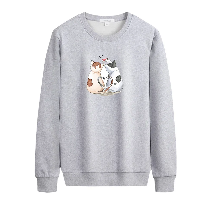 

Plus Size Sweatshirt Cute Cartoon Cat Print Women Hoodeis Autumn Long Sleeve Hooded Fashion Female O-Neck Loose Pullover Tops