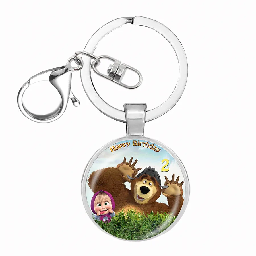 С рисунками российского мультфильма Маша брелки для ключей Стекло брелок с