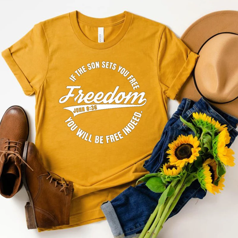 

Футболки Freedom Tees 2022 If The сын комплект You Free оверсайз футболка с коротким рукавом женские летние топы Футболка женская модная футболка Plus