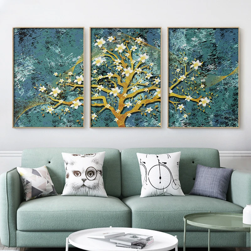 

Nordic Modern Abstract Golden Tree Oil Painting Canvas Posters and Prints Wall Art Picture for Living Room Home Decor (No Frame)