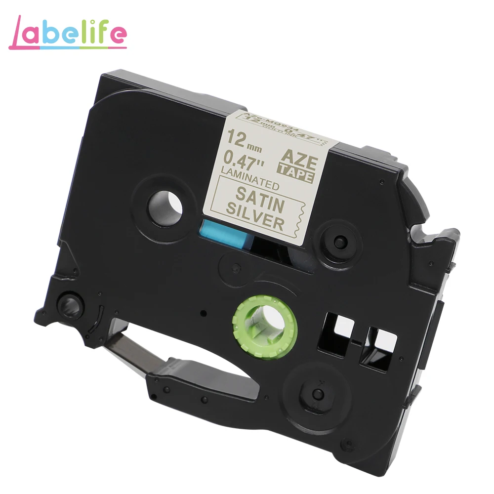 Labelife, 1 шт., 12 мм, матовые бумажные ленты TZe MQP35 TZe M31, белые, ягодно-розовые, совместимые с Brother PTouch, для изготовления этикеток, PT-D210 - Цвет: Gold on Satin Silver