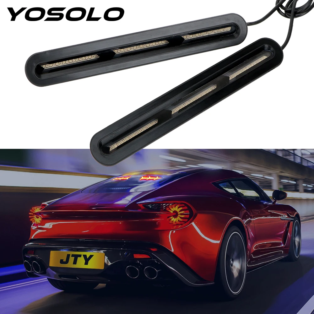 

YOSOLO 1 Pair Amber Turn Signal Light Red Tail Brake Lamp Driving Lamps Car Rear Windscreen Light Flow LED Trunk Strip Light