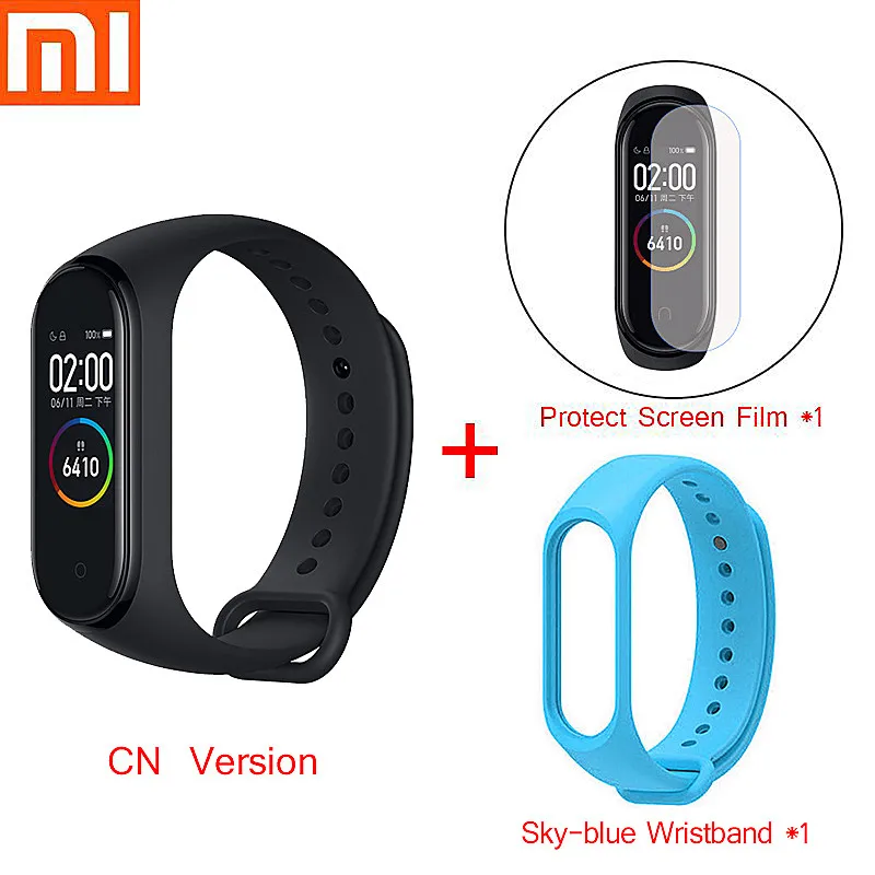 Mi Band 4 смарт-браслет Xiao mi спортивный фитнес-трекер Шагомер мониторинг сердечного ритма фитнес-браслет для xio mi Band 4 3 - Цвет: mi band 4cn strap C