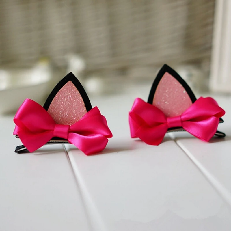 2 шт. кавайные заколки для волос маленьких девочек с кошачьими ушками повязка