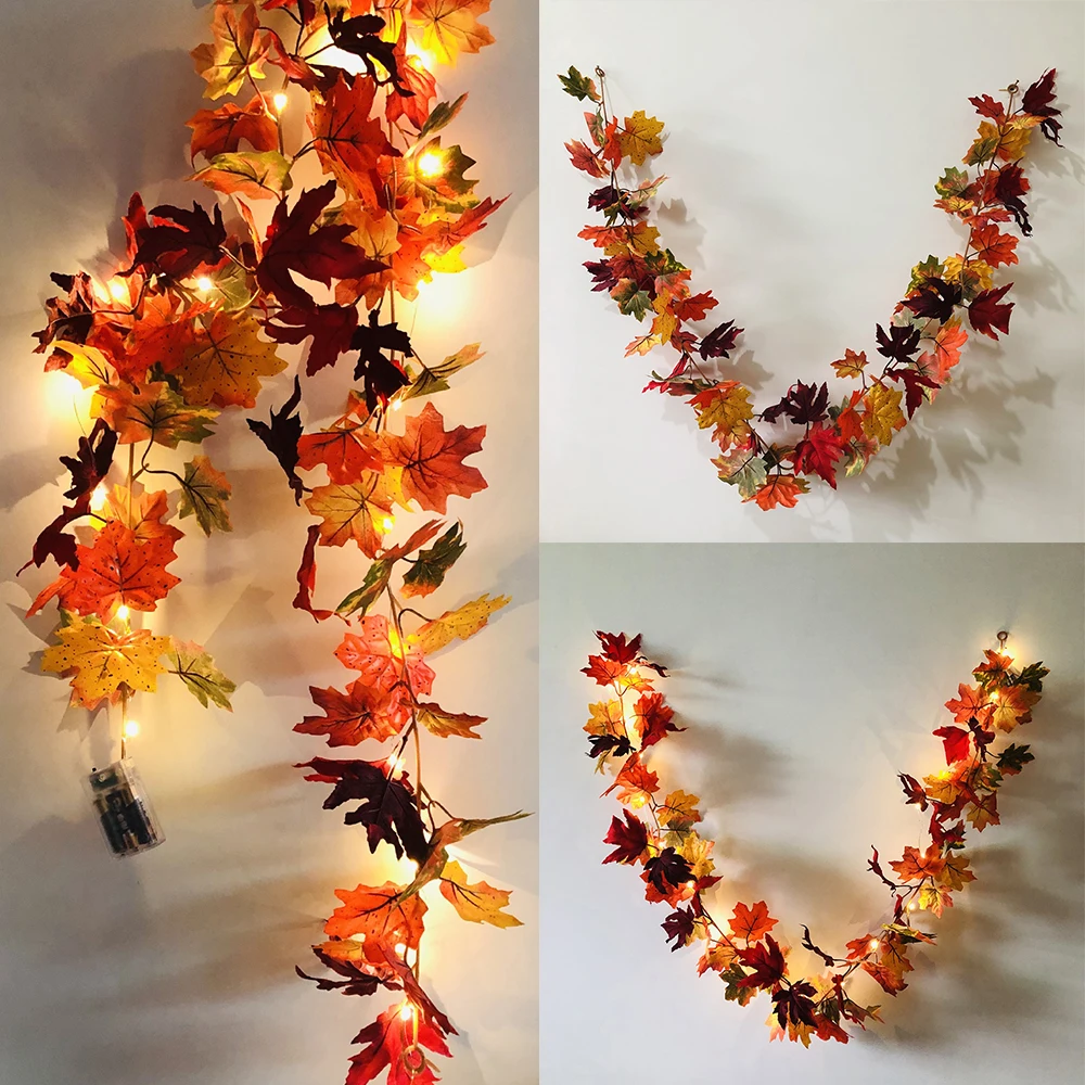 

Гирлянда с осенними кленовыми листьями и светодиодный Ной подсветкой, Рождественская гирлянда с осенними листьями