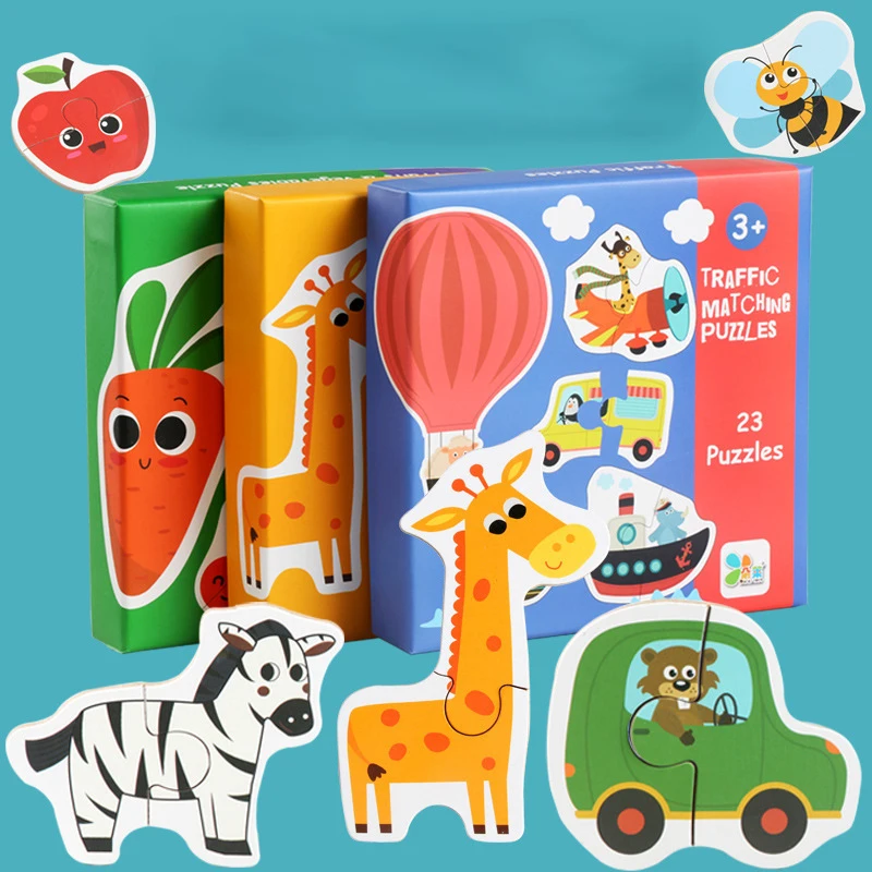 

Early Educational Toys For Children Animal Traffic Fruits Vegetables Matching Wooden Montessori Puzzle Toys Kids Jigsaw Gift